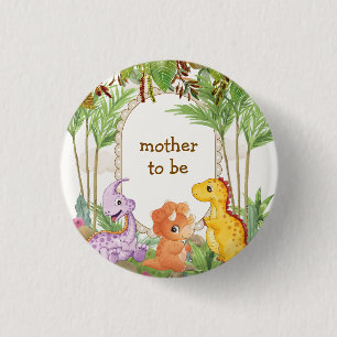 Mother To Be Tropical Jurassic Dino Baby Shower 3 Cm Round Badge