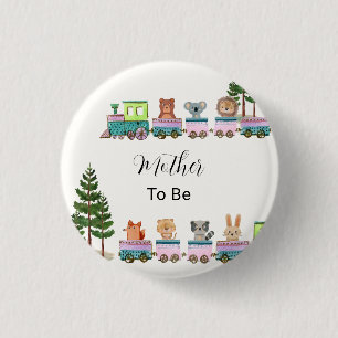 Mother To Be Wild Safari Choo Train Baby Shower 3 Cm Round Badge