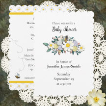 Mother-to-Bee Baby Shower Invitation White