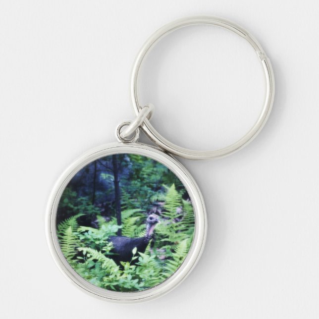 Mother Turkey in Ferns Keychain (Front)