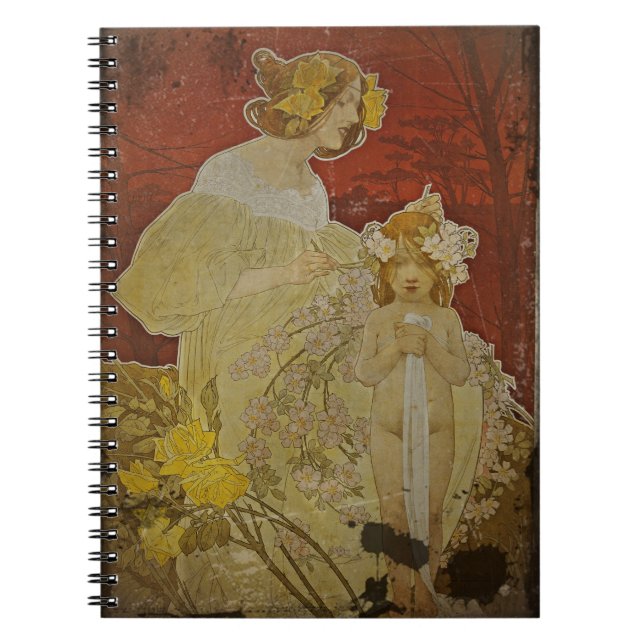 Mother Weaving Flowers in Hair Notebook (Front)
