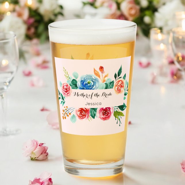 Mother Wedding Pink Floral Glass Cup (Creator Uploaded)