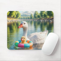 Mother White Duck With Duckling