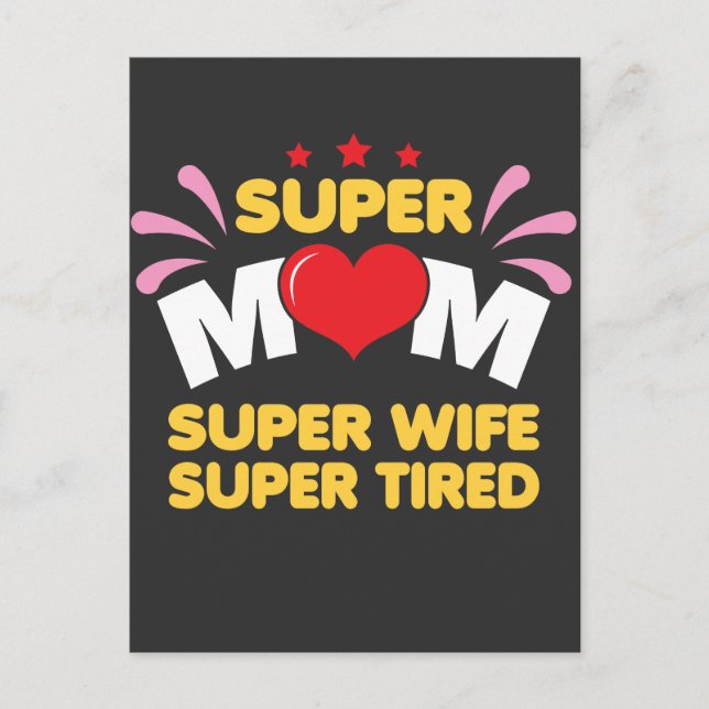 Mother Wife - Super Mum Super Tired Postcard (Front)