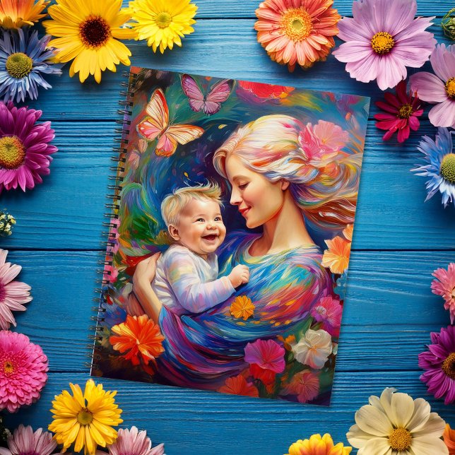 Mother with Baby Boy Colourful Painting Notebook (Creator Uploaded)