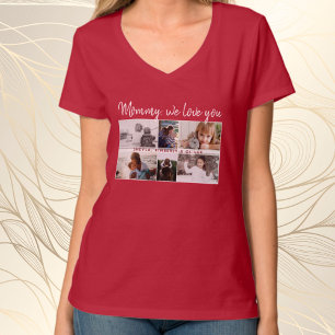 Mother with Kids and Family Mom 6 Photo Collage T-Shirt