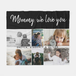 Mother with Kids and Family Mum 6 Photo Collage Fleece Blanket
