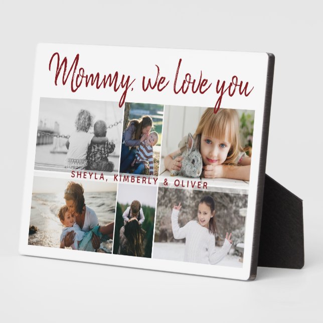 Mother with Kids and Family Mum 6 Photo Collage Plaque (Side)