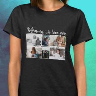 Mother with Kids and Family Mum 6 Photo Collage  T-Shirt