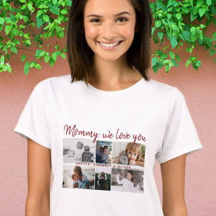 Mother with Kids and Family Mum 6 Photo Collage T-Shirt
