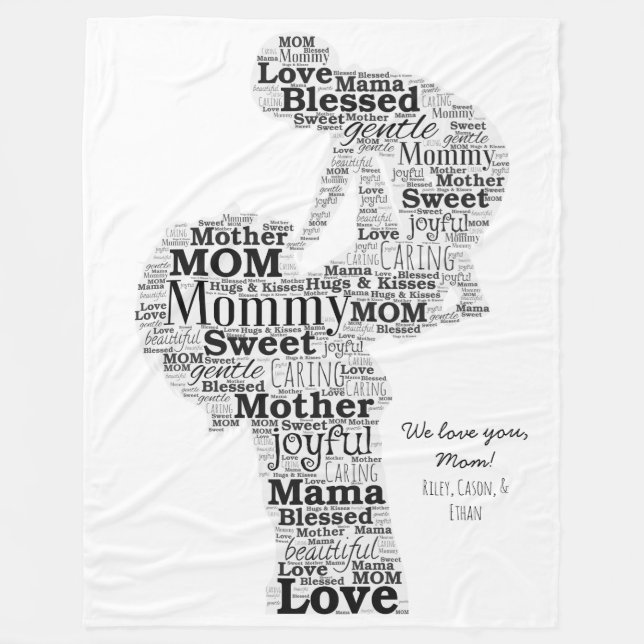 Mother Word Art Fleece Blanket (Front)