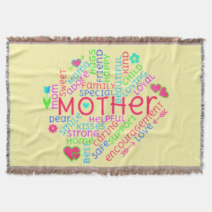 Mother Word Cloud Throw Blanket