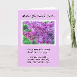 Mother, You Mean So Much Thank You Card