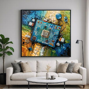 Motherboard - Abstract Computer Tech Art Poster