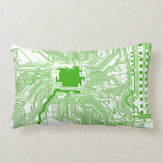 motherboard computer circuit square pillow-green 1 lumbar cushion