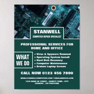 Motherboard Computer Repair Specialist Advertising Poster