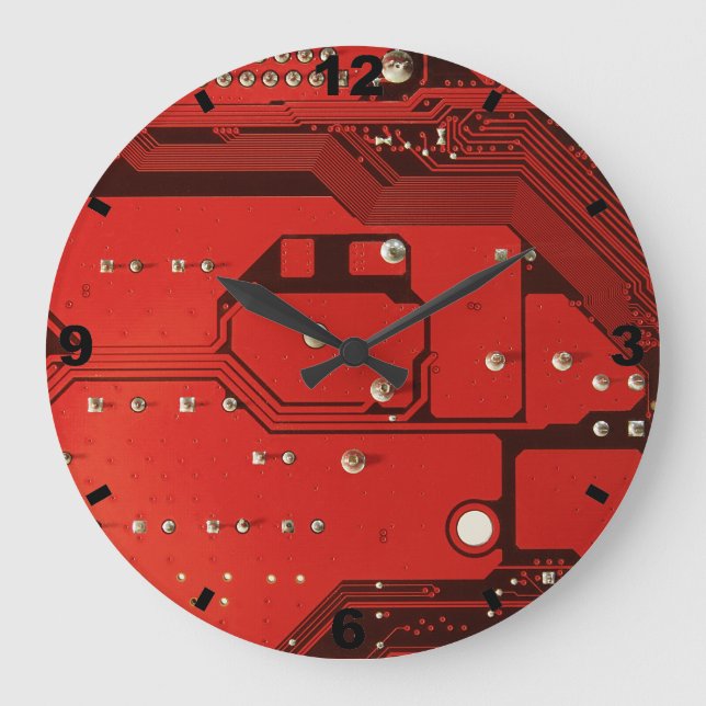 MOTHERBOARD RED Large Round Clock (Front)