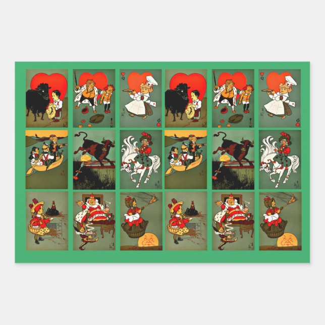 Mothergoose Nursery Rhymes Fairytale Art Wrapping Paper Sheet (Front 2)