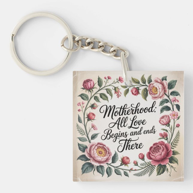 Motherhood: All Love Begins And Ends There Key Ring (Front)