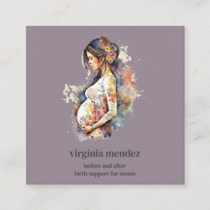 Motherhood Bloom Doula Midwife Lactation Pregnancy Square Business Card
