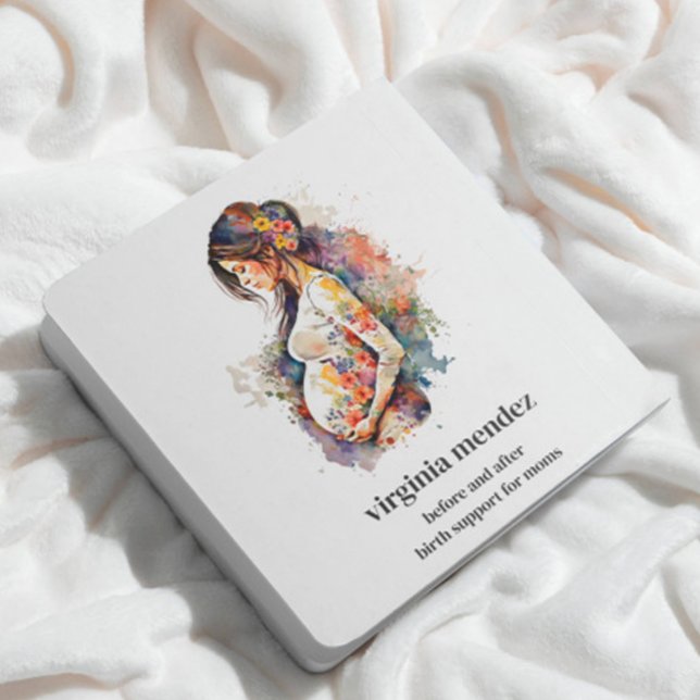 Motherhood Bloom Doula Midwife Lactation Pregnancy Square Business Card (birth coach sleeping consultant breastfeeding counselor doula postpartum services)