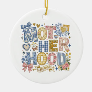 Motherhood Coquette Bows Florals Mama Mum Ceramic Ornament