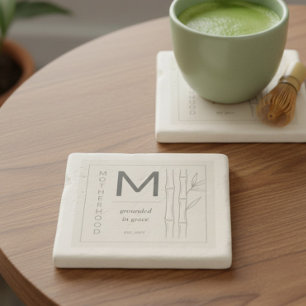 Motherhood Grounded in Grace Botanical Mum Stone Coaster