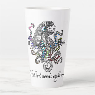 Motherhood needs eight arms artsy octopus latte mug