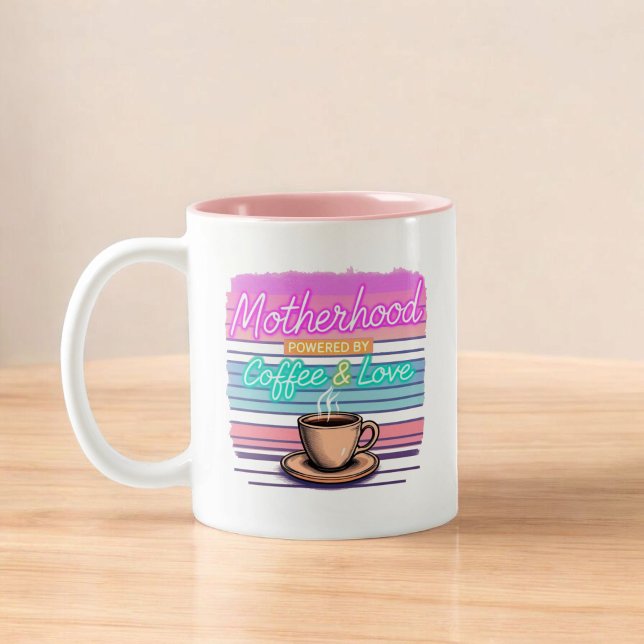 Motherhood Runs on Coffee and Love | Funny Mum Two-Tone Coffee Mug (Creator Uploaded)