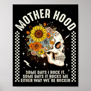 Motherhood social club skull mum floral retro poster