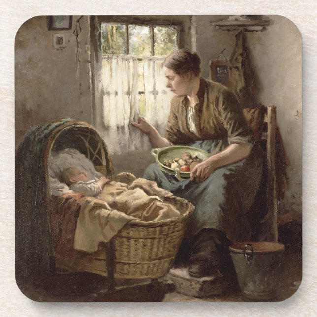 Motherly Affection (oil on canvas) Coaster (Front)