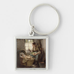Motherly Affection (oil on canvas) Key Ring