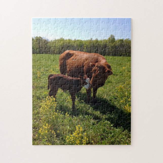 Motherly Love Cow & Calf Jigsaw Puzzle (Vertical)