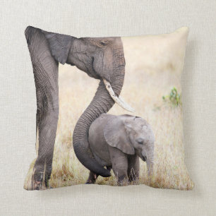 Motherly love elephant baby photo cushion