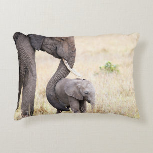 Motherly love elephant baby photo decorative cushion