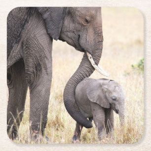 Motherly love photo square paper coaster