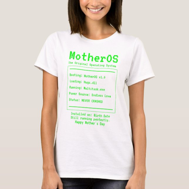 MotherOS Retro Tech Mother's Day Design T-Shirt (Front)