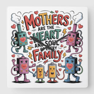 Mothers Are The Heart And Soul Of Every Family Square Wall Clock