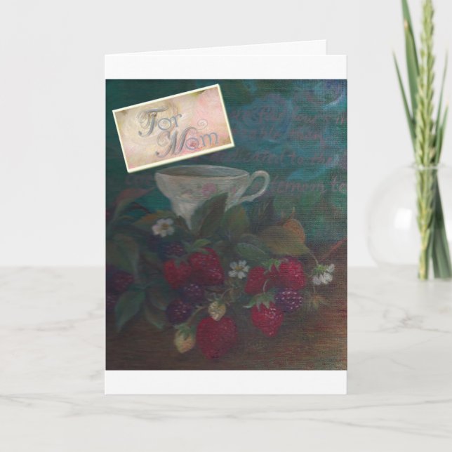 Mother's Birthday Strawberry Teacup Card (Front)