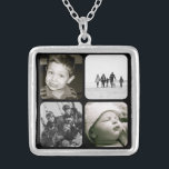 Mother's Children Photo Collage Necklace<br><div class="desc">A beautiful keepsake for any mum or grandmother,  this necklace features four black framed spots to fill with her favourite family photos or portraits of children.  A lovely gift for her to cherish for years to come. Available in three sizes; shown in medium.</div>