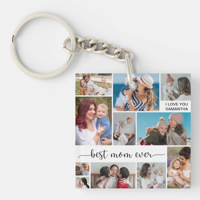 Mother's Day 11 Photo Collage Best Mum Ever   Key Ring (Front)