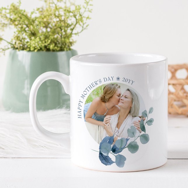 Mother's Day 2 Photo Eucalyptus Leaf Picture Frame Coffee Mug (Creator Uploaded)