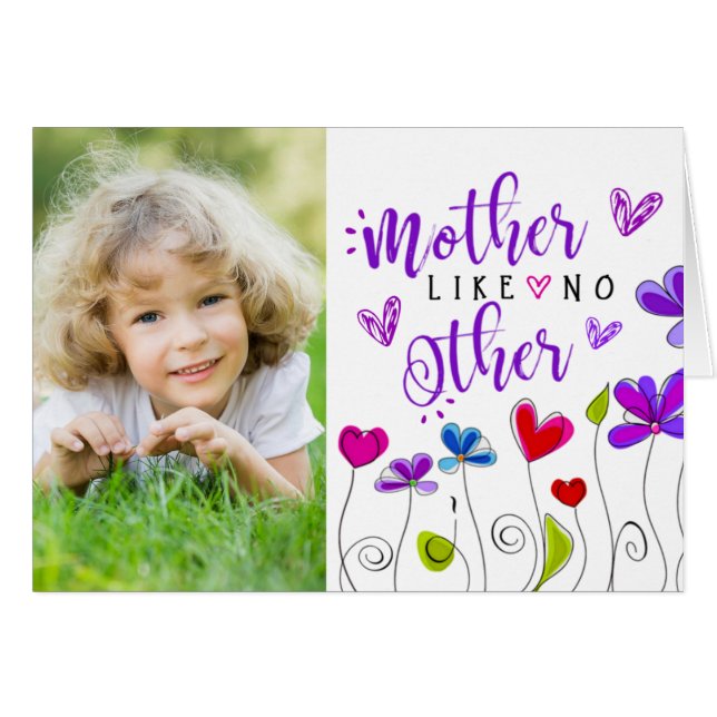 Mothers Day 2 Photos Hand Drawn Flowers Hearts (Front Horizontal)