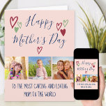 Mother's Day 3 Photo Whimsical Hearts Typography Card<br><div class="desc">Create your own frameworthy Mother's Day Card with 3 of your favourite photos. The design has hand lettered typography decorated with love heart doodles. The photo template will display your pictures in square / instagram format in a simple photo strip collage. The colours and greetings, inside and out, are fully...</div>