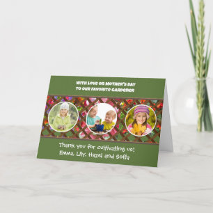 Mother's Day 3 Photos Green Garden Lover's Holiday Card