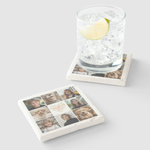 Mother's Day 8 Photo Collage Throw Pillow Stone Coaster