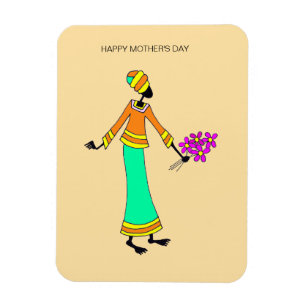 Mother's Day Abstract Lady and Blue Flowers  Magnet