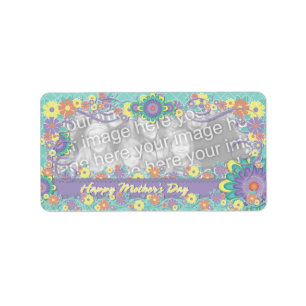 Mothers Day - ADD YOUR PHOTO - Spring Flowers Label