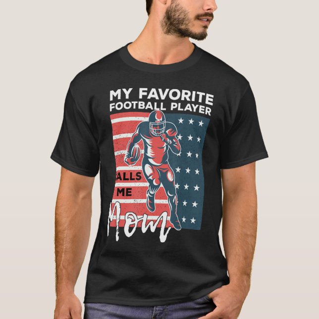 Mothers Day American Football Player  Distressed U T-Shirt (Front)