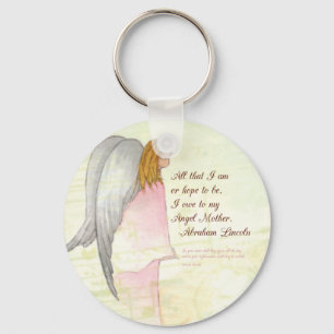 Mother's Day Angel Religious, Round Gift Key Ring